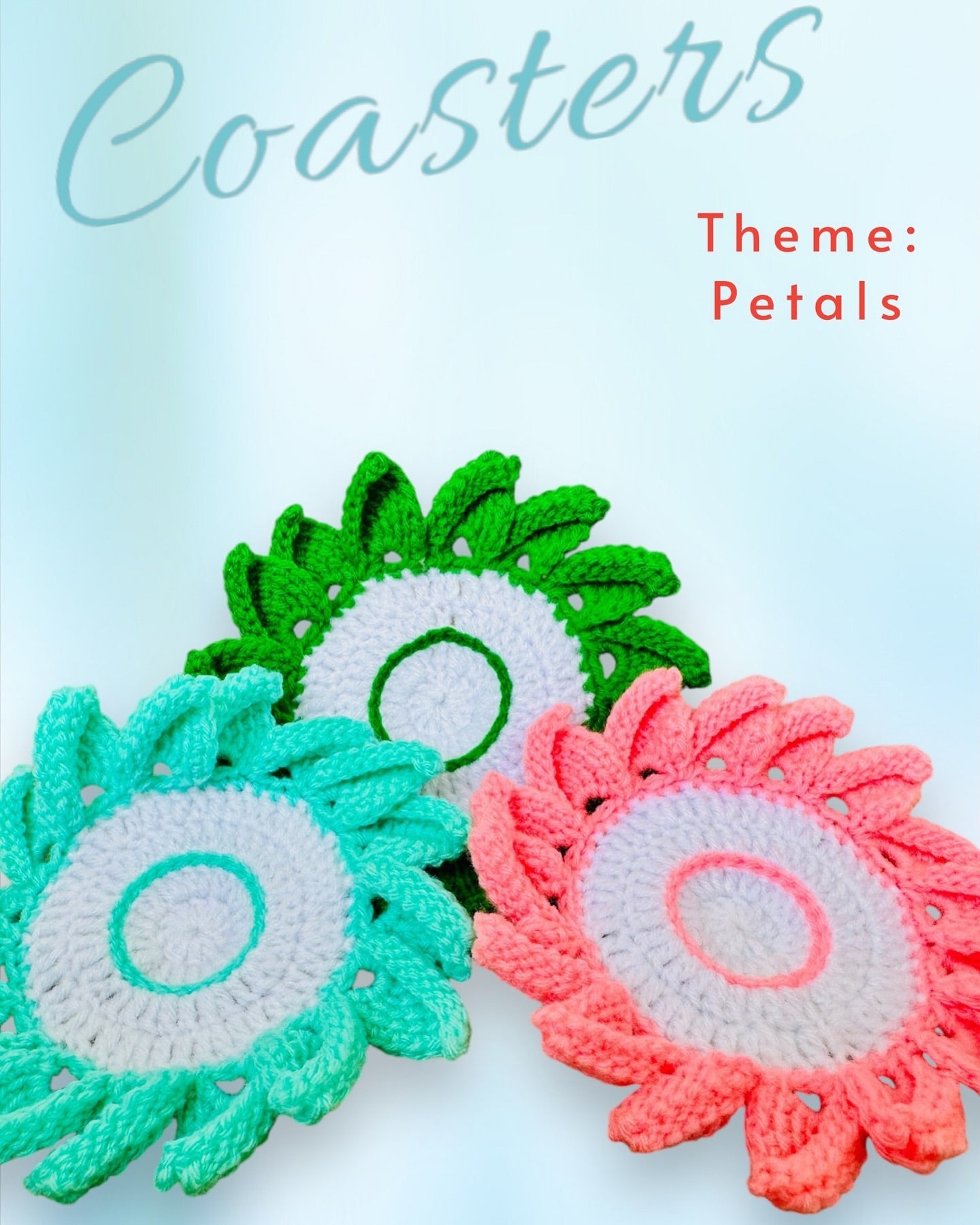Handmade Crochet multicolor coasters - Medium